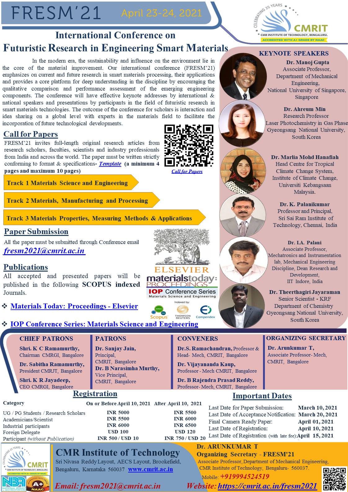 International Conference on Futuristic Research in Engineering Smart Materials FRESM 2021